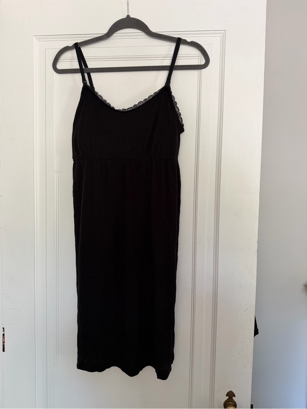 Motherhood Maternity Nursing Black Lace-Trim Camisole Slip Dress - Intimates